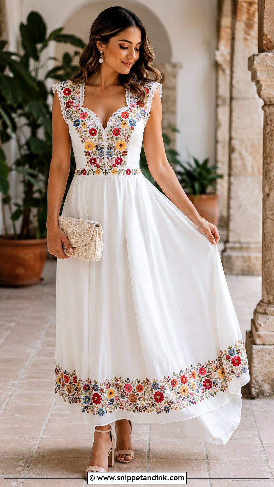 White Mexican Embroidered Wedding Dress - Snippet and Ink - 25 Traditional Mexican Wedding Dress Ideas