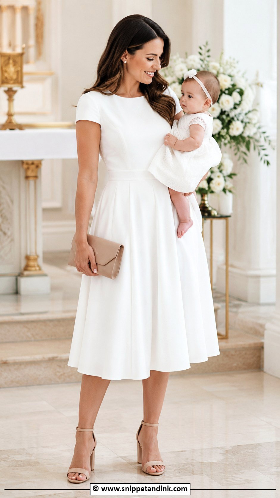 White Midi Baptism Dress for Mom - Snippet and Ink - 25 Baptism Dress for Mom Ideas