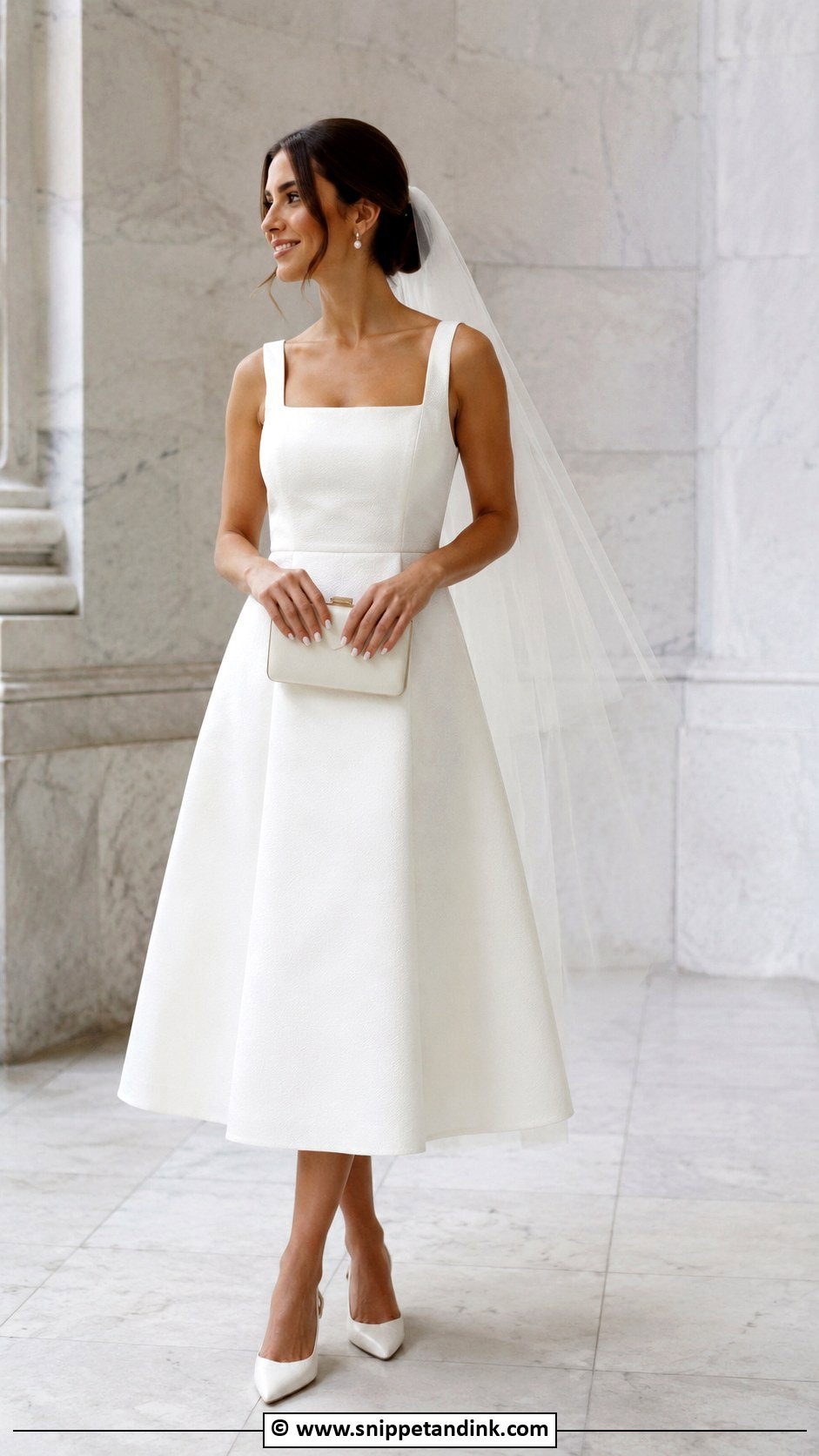 White Midi Civil Wedding Dress - Snippet and Ink - 30 Classy Civil Wedding Dresses