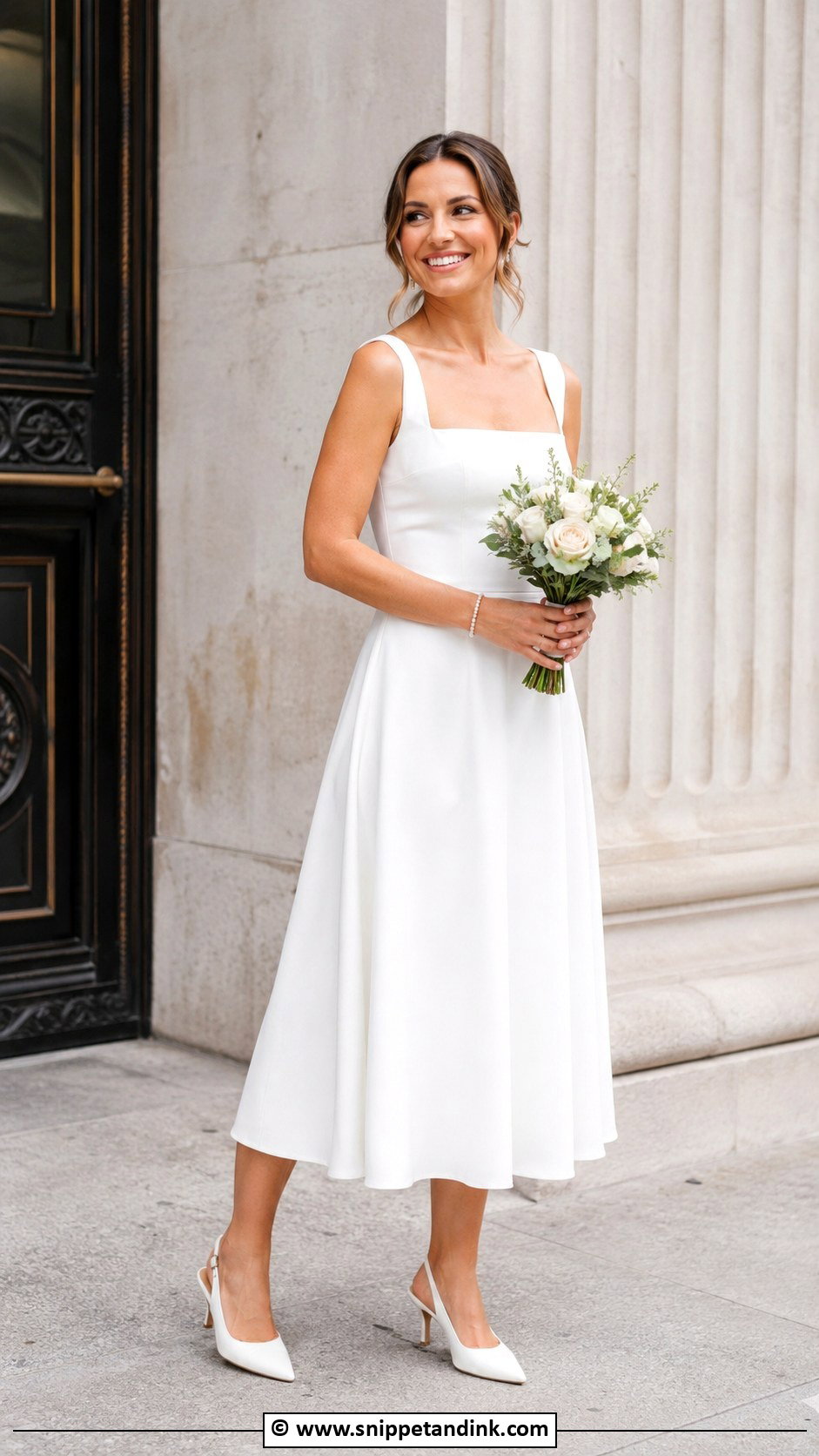 White Midi Courthouse Wedding Dress - Snippet and Ink - 30 Courthouse Wedding Dress Civil Ceremony Ideas