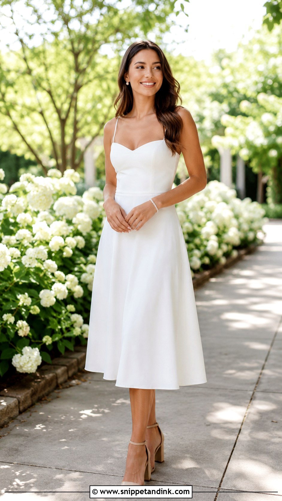 White Midi Dress Outfit - Snippet and Ink - 25 Save the Date Outfits