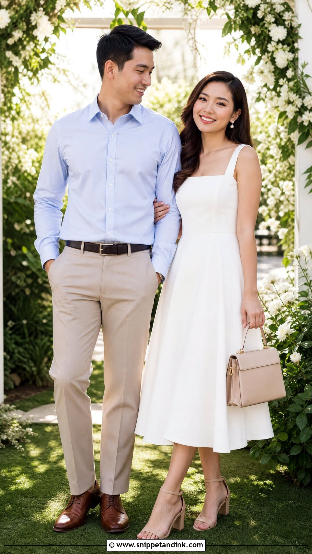 White Midi Dress Prenup Outfit - Snippet and Ink - 25 Pre Nup Outfit Ideas