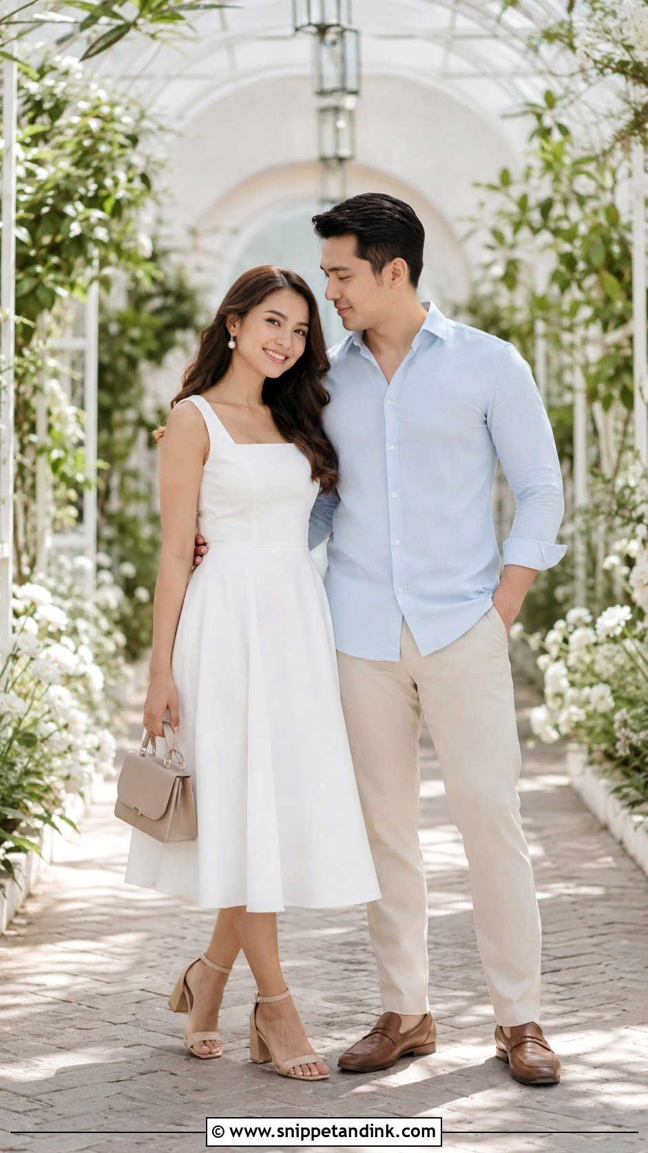 White Midi Dress Prenup Outfit - Snippet and Ink - 20 Prenup Ideas Outfits