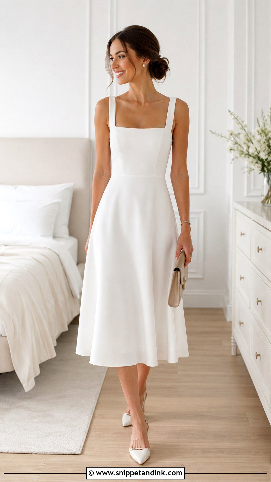 White Midi First Night Dress - Snippet and Ink - 25 First Night Dress Ideas