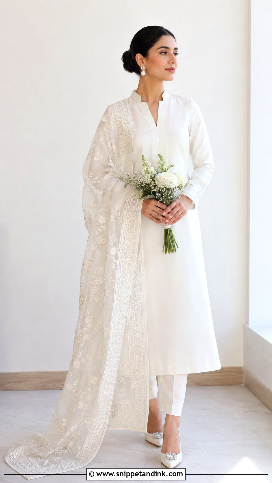 White Minimal Nikkah Outfit - Snippet and Ink - 25 White Nikkah Outfit Ideas