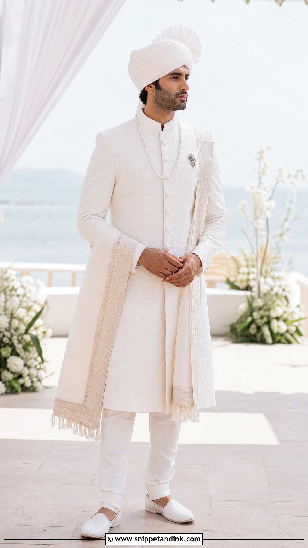 White Minimal Sherwani - Snippet and Ink - 20 Sherwani for Wedding Ideas