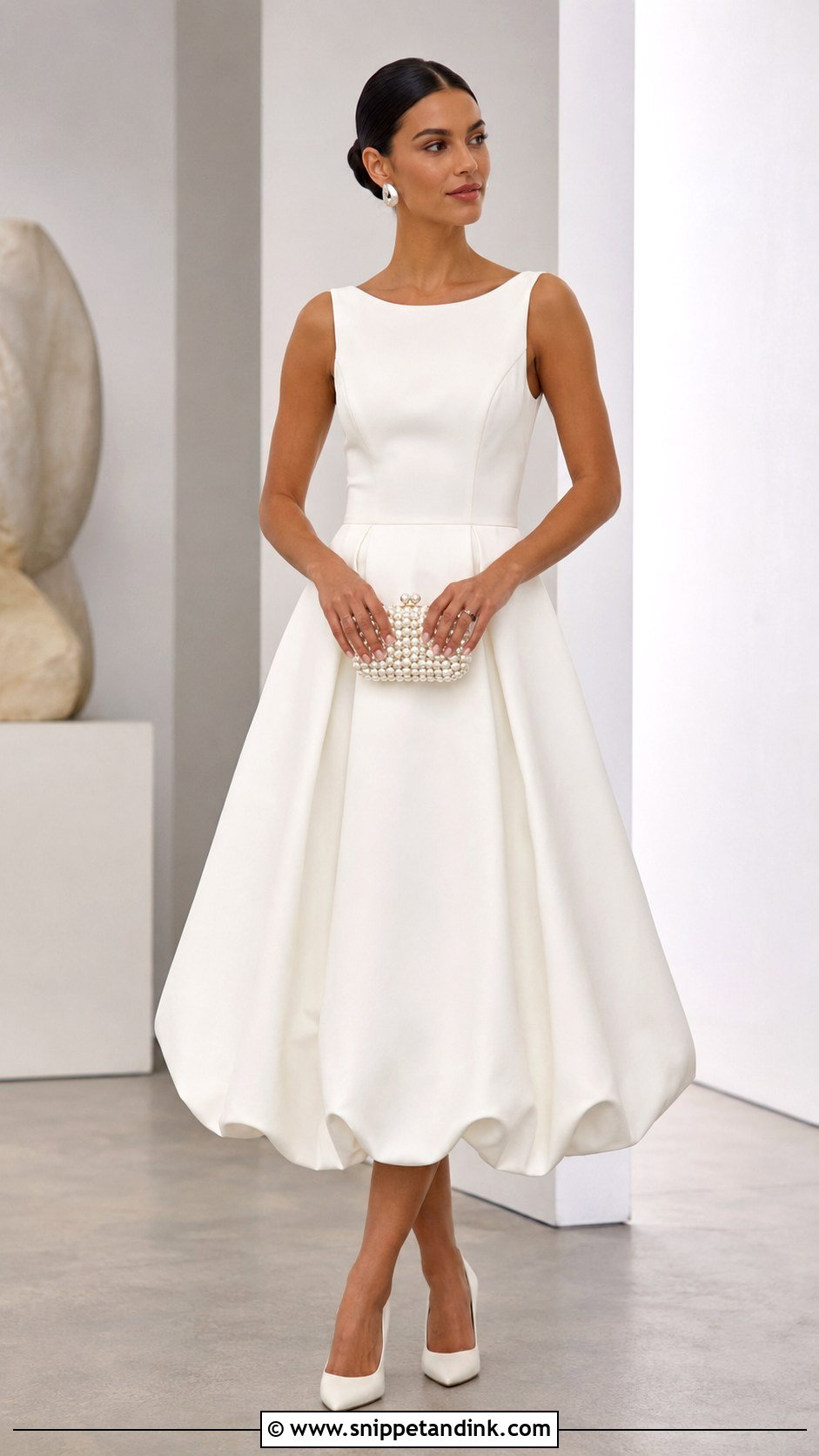 White Minimalist Balloon Gown - Snippet and Ink - 20 Balloon Gown Ideas