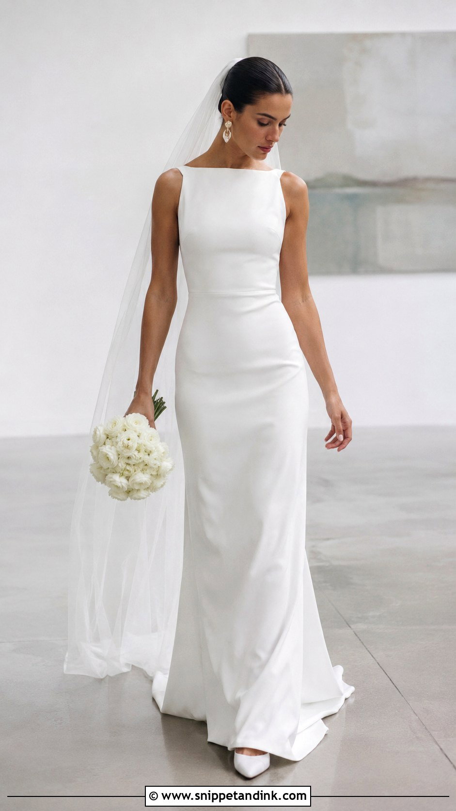 White Minimalist Bridal Gown - Snippet and Ink - 25 White Bridal Gown Ideas