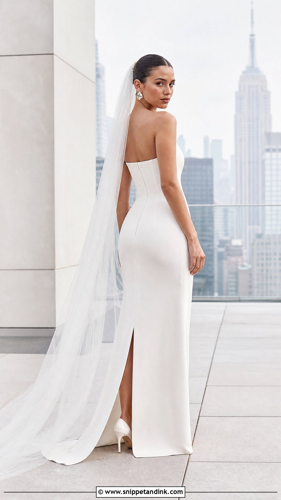 White Minimalist Corset Column Wedding Dress - Snippet and Ink - 20 White Corset Wedding Dress Ideas