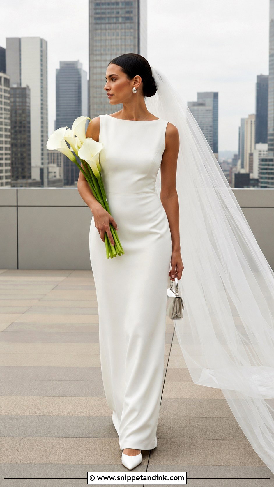 White Minimalist Crepe Gown - Snippet and Ink - 20 Bride White Gown Ideas