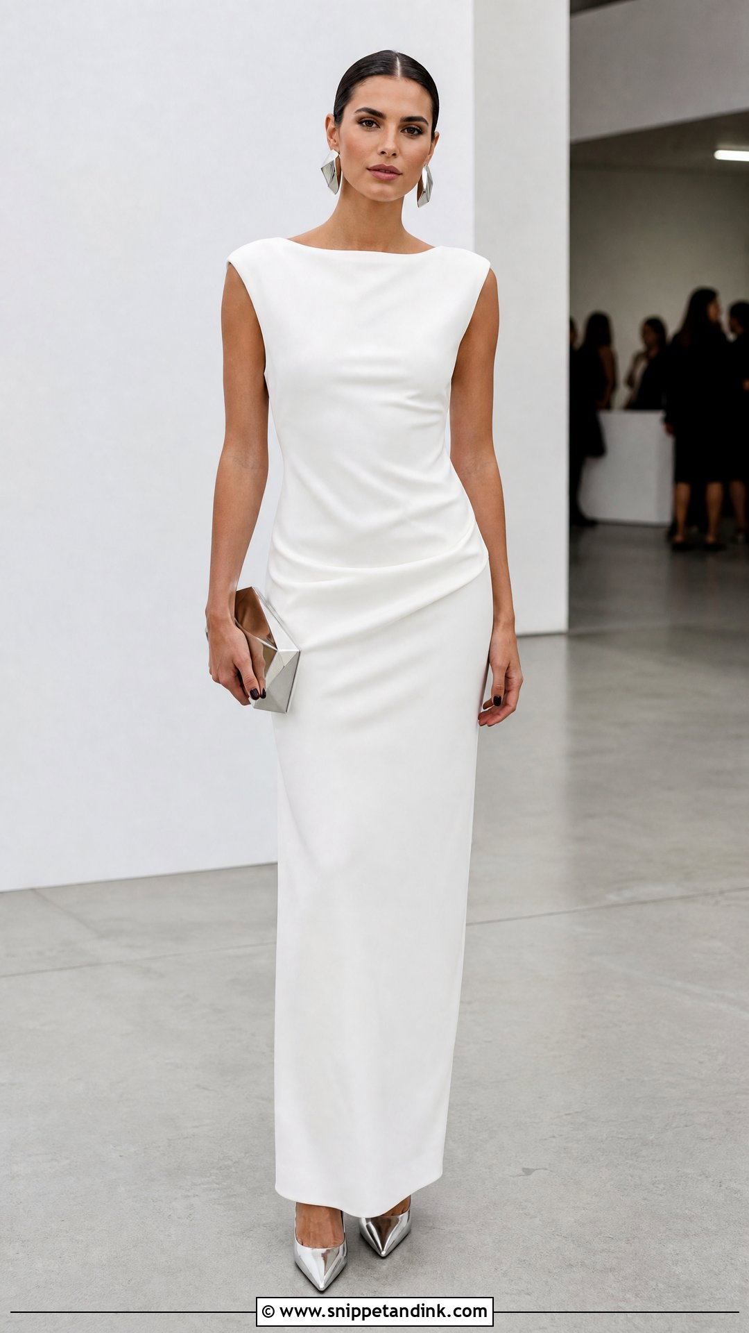 White Minimalist Gown Outfit - Snippet and Ink - 20 Womens Gown Ideas
