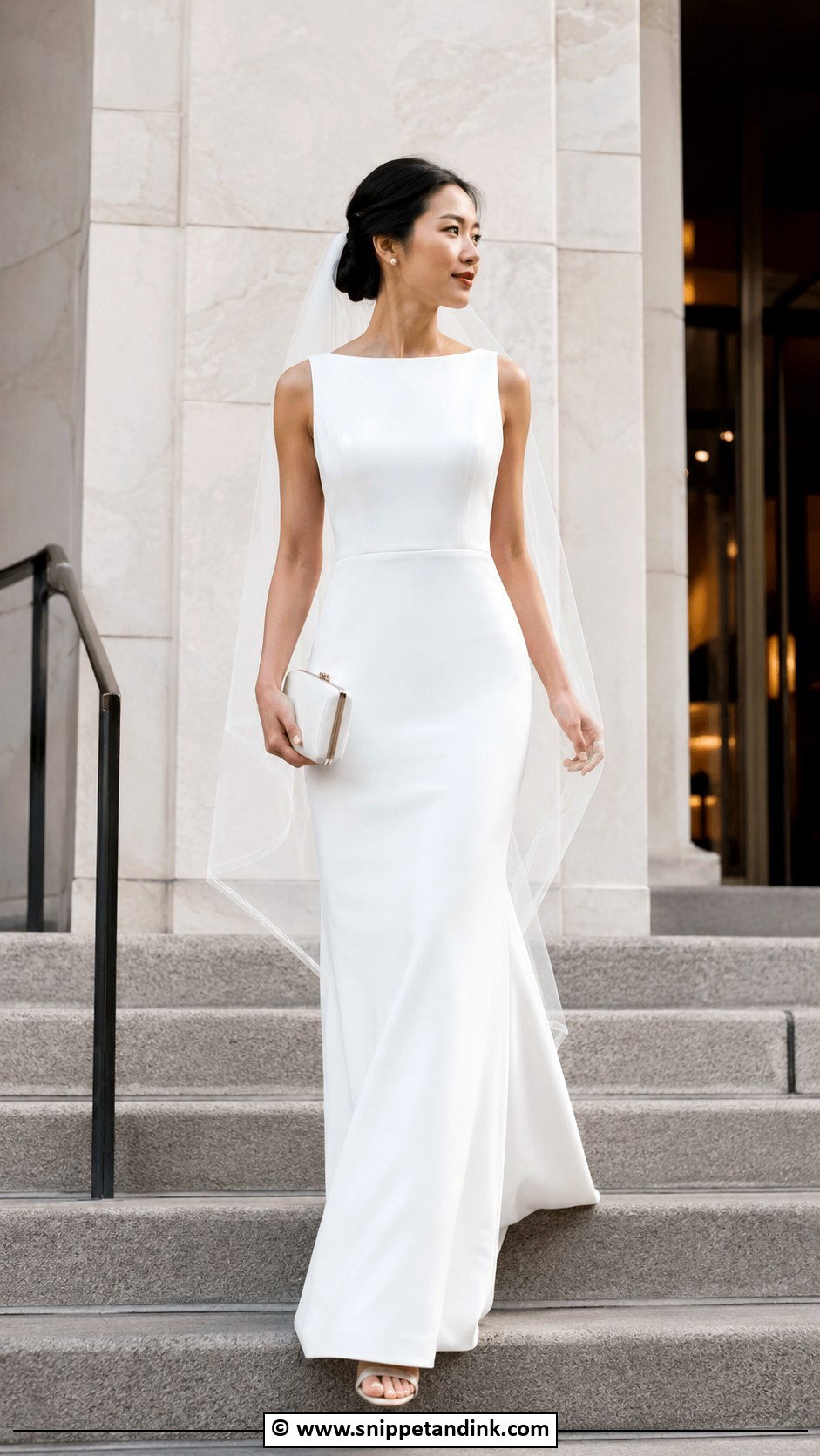 White Minimalist Wedding Dress - Snippet and Ink - 35 White Wedding Dresses