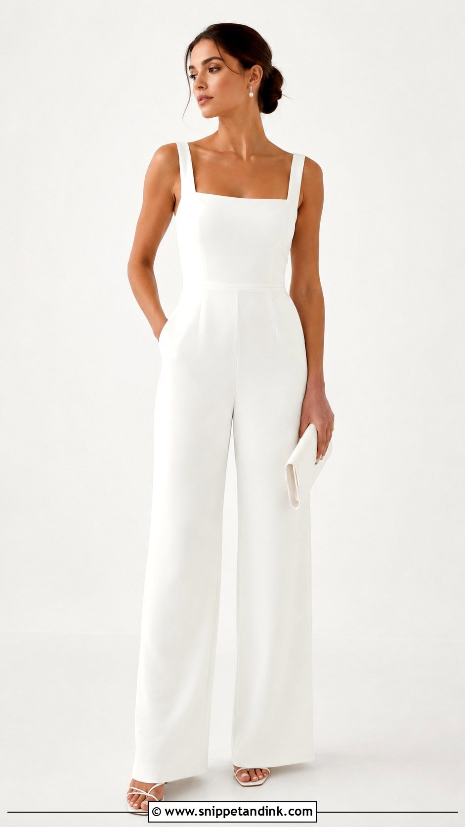White Minimalist Wedding Jumpsuit - Snippet and Ink - 30 White Wedding Jumpsuit Ideas