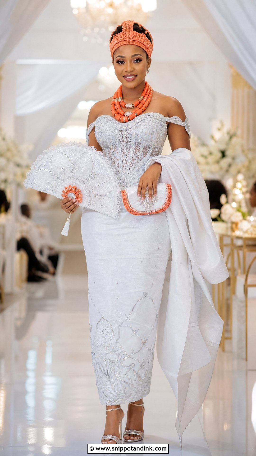 White Modern Igbo Bride Wrapper Outfit - Snippet and Ink - 20 Igbo Bride Traditional Wedding Outfit Ideas