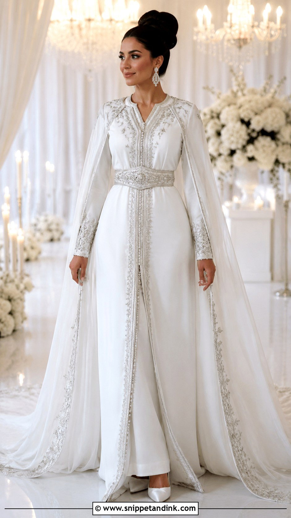 White Moroccan Caftan With Cape - Snippet and Ink - 20 Moroccan Wedding Dresses