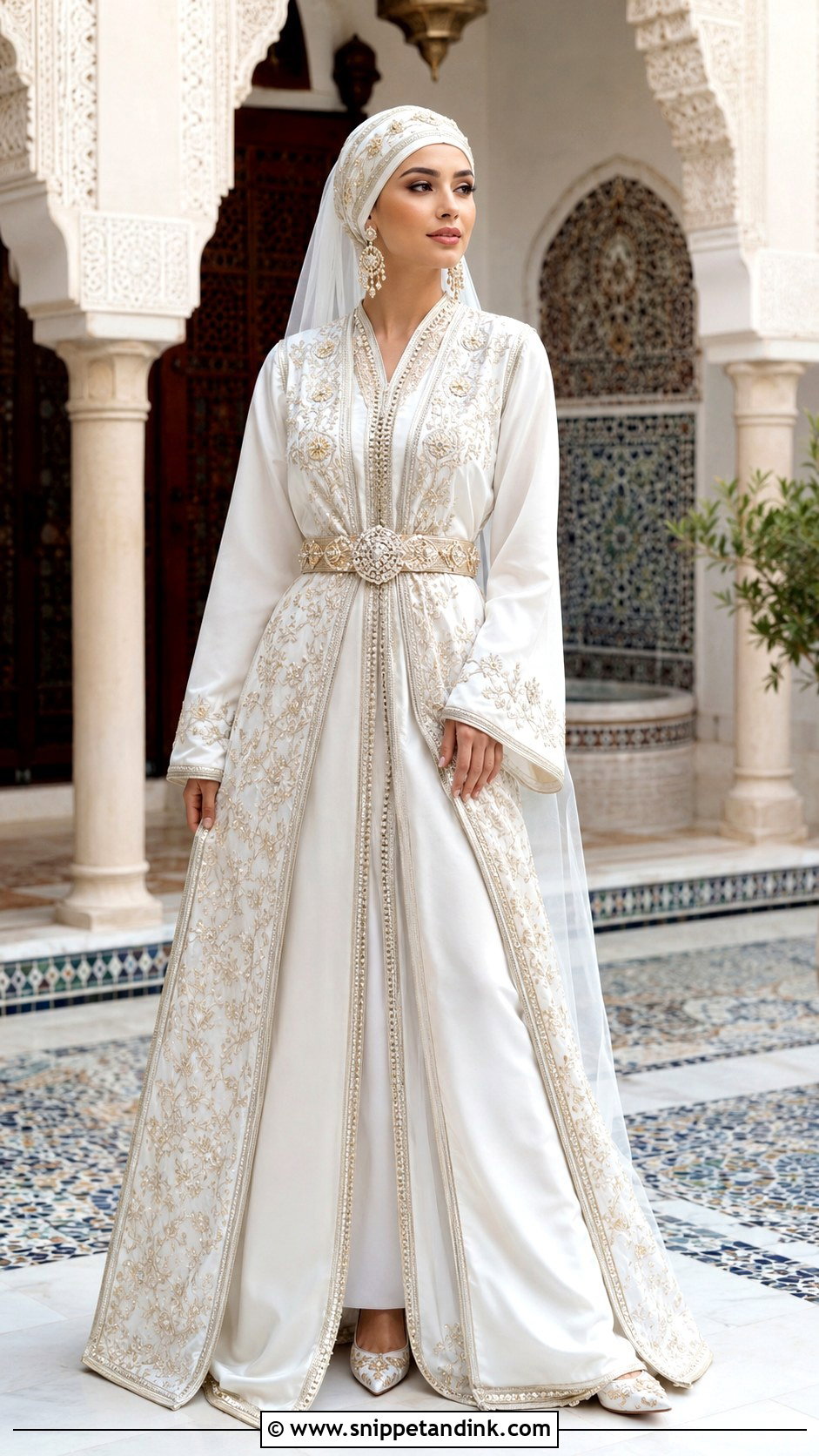 White Moroccan Takchita Wedding Dress - Snippet and Ink - 20 Middle Eastern Wedding Dress Ideas