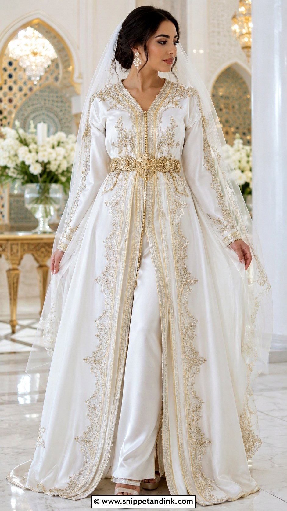 White Moroccan Takchita Wedding Dress - Snippet and Ink - 30 Moroccan Wedding Dress Ideas