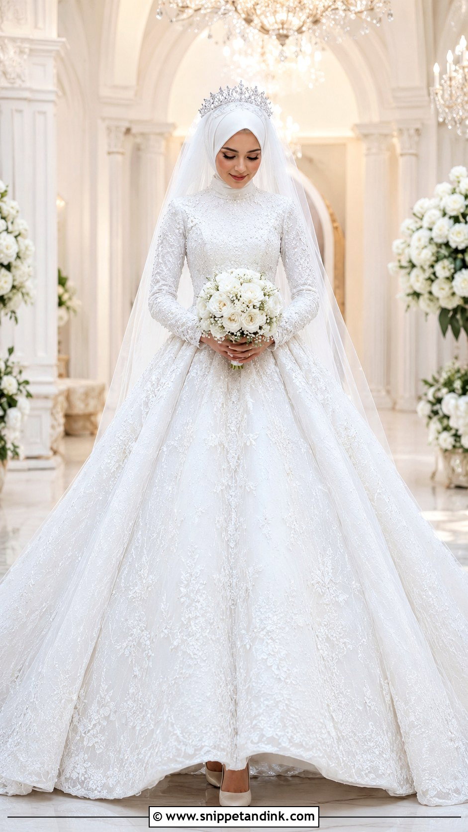White Muslim Bridal Ball Gown - Snippet and Ink - 30 Muslim Bridal Dress Ideas