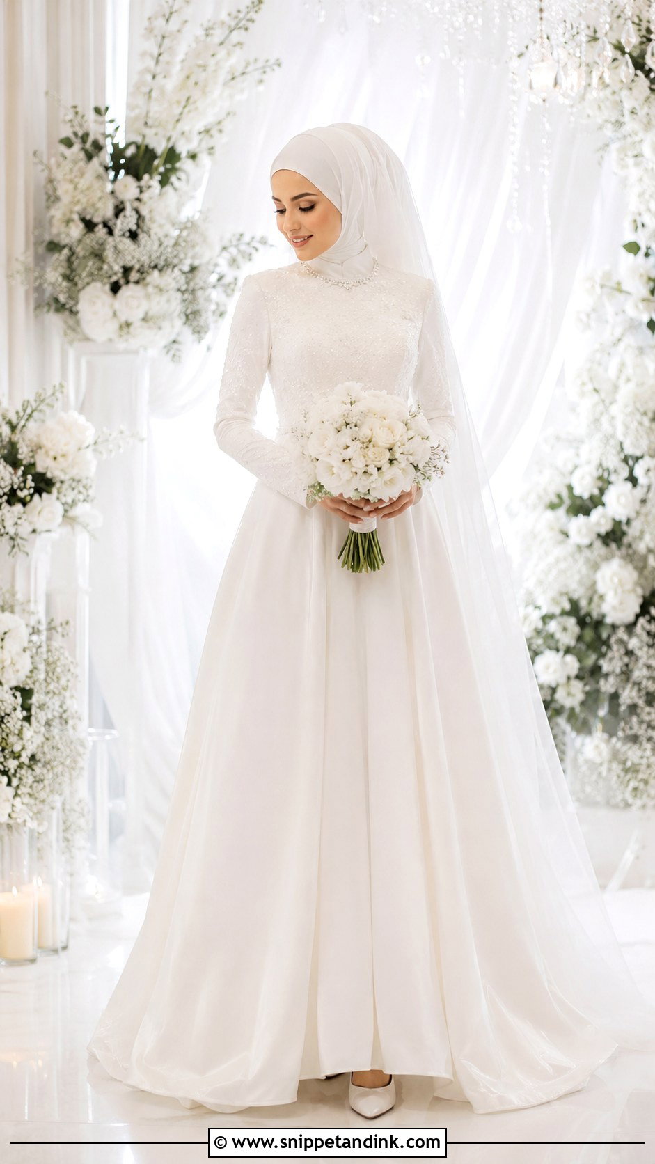 White Muslim Wedding Dress - Snippet and Ink - 25 Modern Muslim Wedding Dresses
