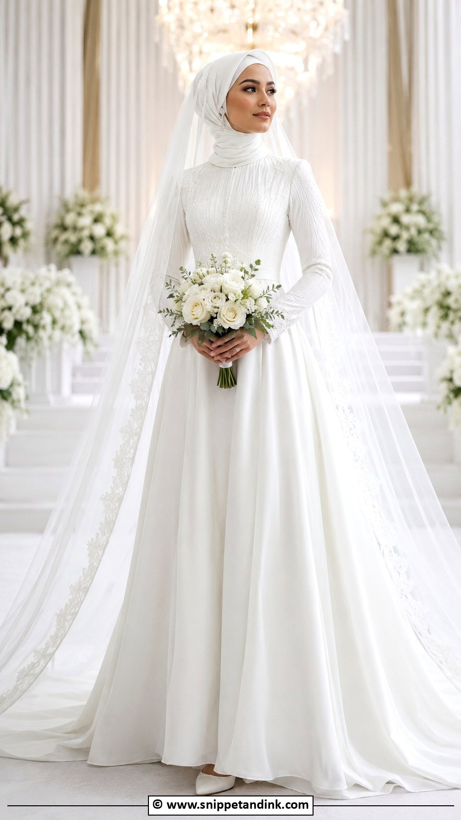 White Muslimah Wedding Dress With Hijab - Snippet and Ink - 30 Muslimah Wedding Dress Ideas