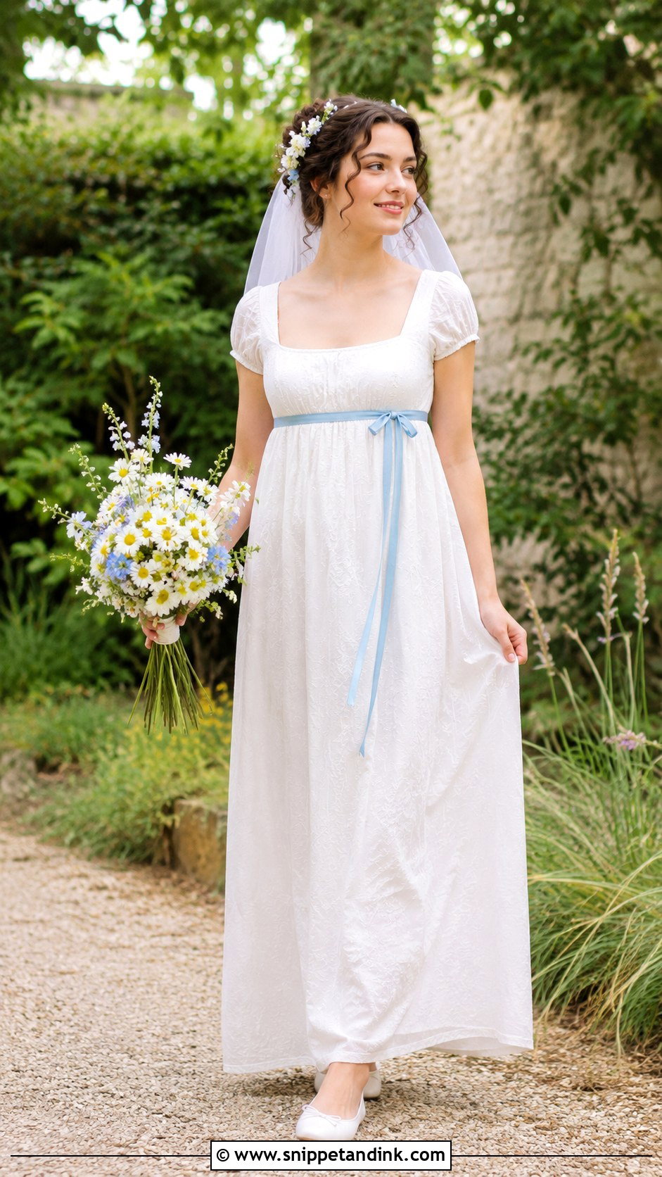 White Muslin Regency Wedding Dress - Snippet and Ink - 20 1800 Wedding Dress Ideas