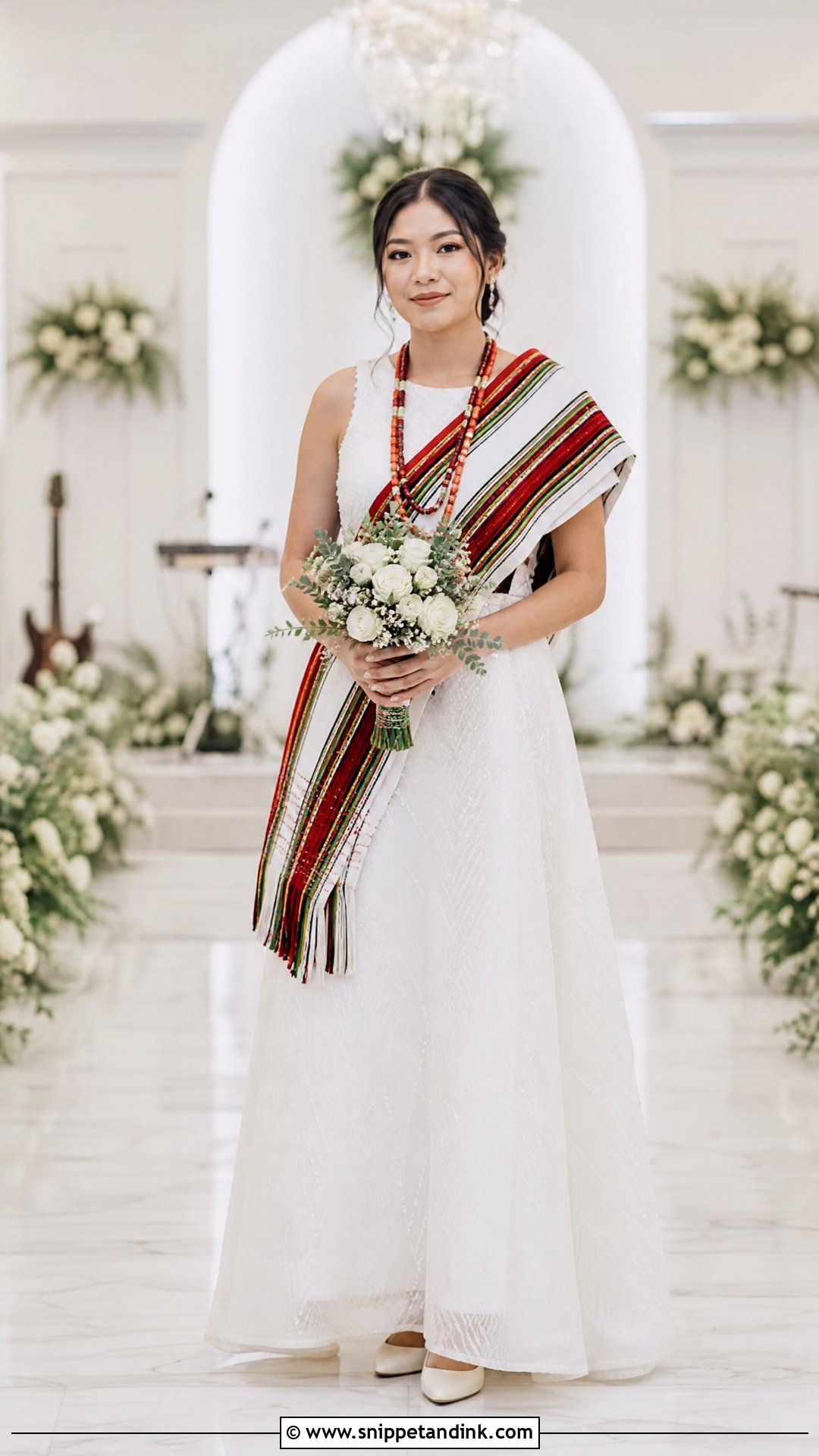 White Naga Bride Gown With Traditional Shawl - Snippet and Ink - 20 Naga Brides Ideas