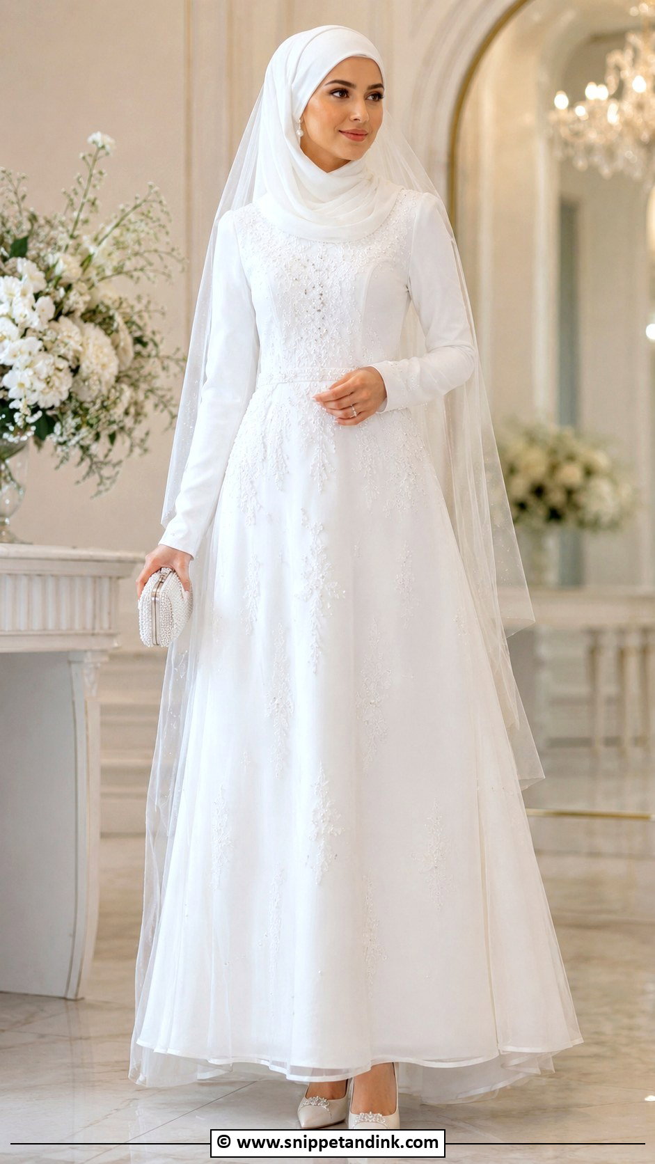 White Nikah Dress With Hijab - Snippet and Ink - 30 Muslim Nikah Dresses