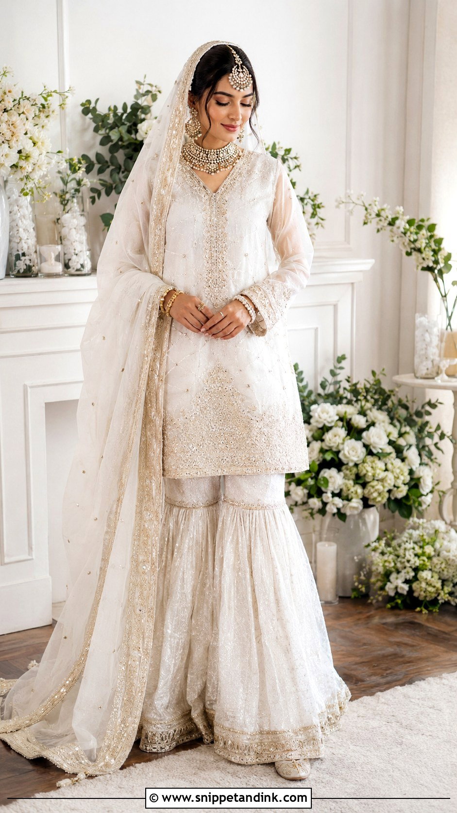 White Nikah Gharara Outfit - Snippet and Ink - 25 Pakistani Nikah Outfit Ideas