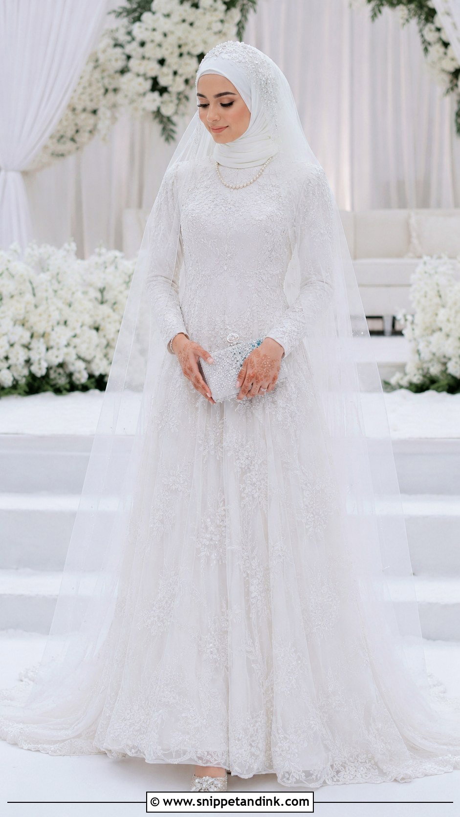 White Nikah Gown With Hijab - Snippet and Ink - 30 Indian Muslim Bridal Dress Ideas