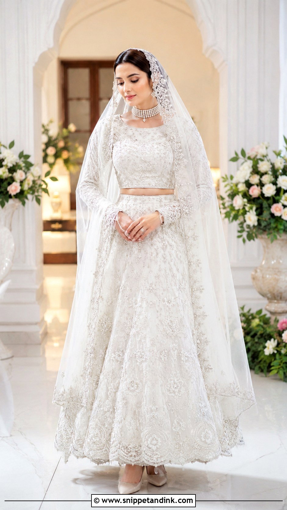 White Nikah Lehenga Outfit - Snippet and Ink - 25 Nikha Outfits for Bride
