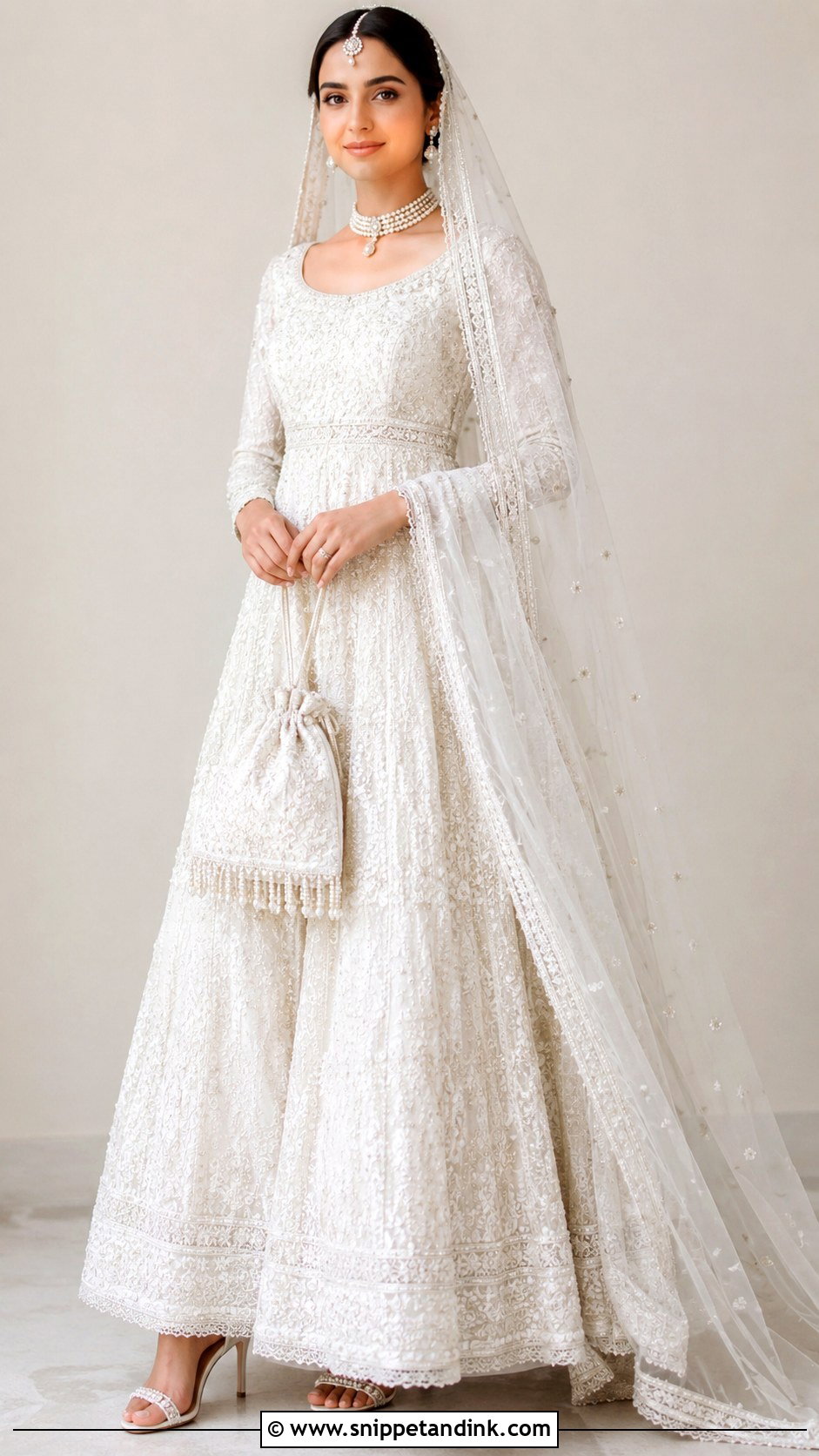 White Nikah Lehenga Outfit - Snippet and Ink - 25 Nikah Outfit Muslim Pakistani Bridal Ideas