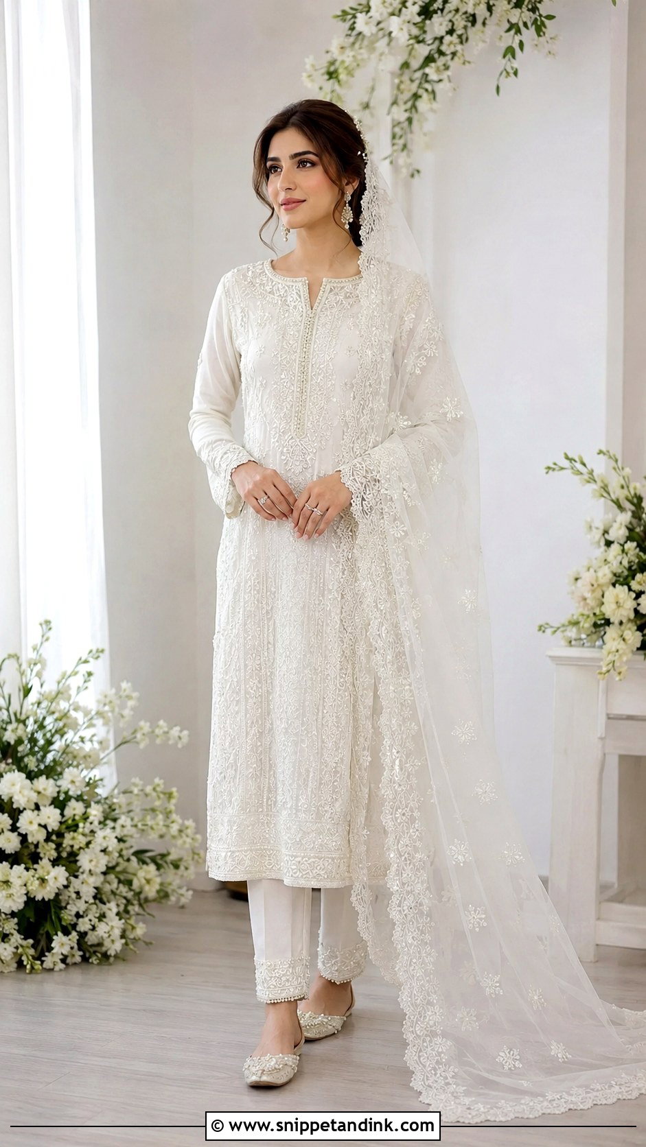 White Nikah Suit Outfit - Snippet and Ink - 25 Nikha Outfits for Bride
