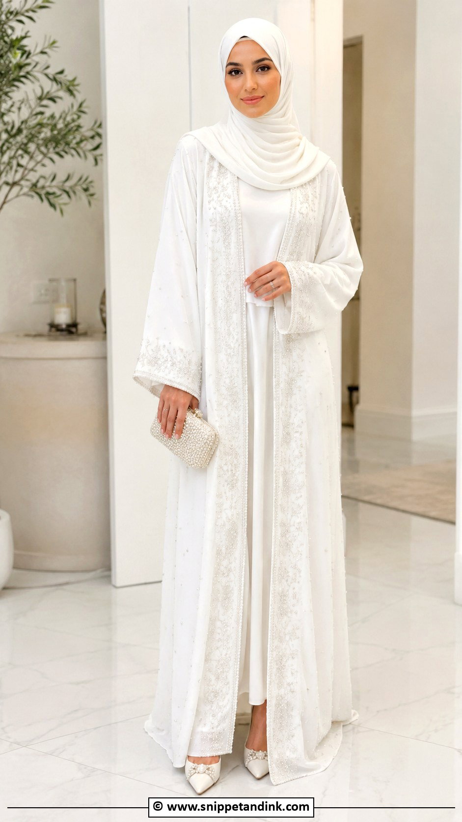 White Nikkah Abaya Outfit - Snippet and Ink - 35 Nikkah Outfit Ideas