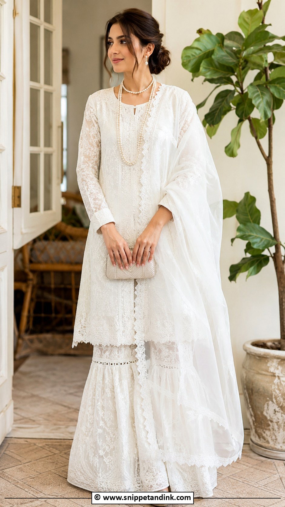 White Nikkah Chikankari Outfit - Snippet and Ink - 35 Nikkah Dress Ideas