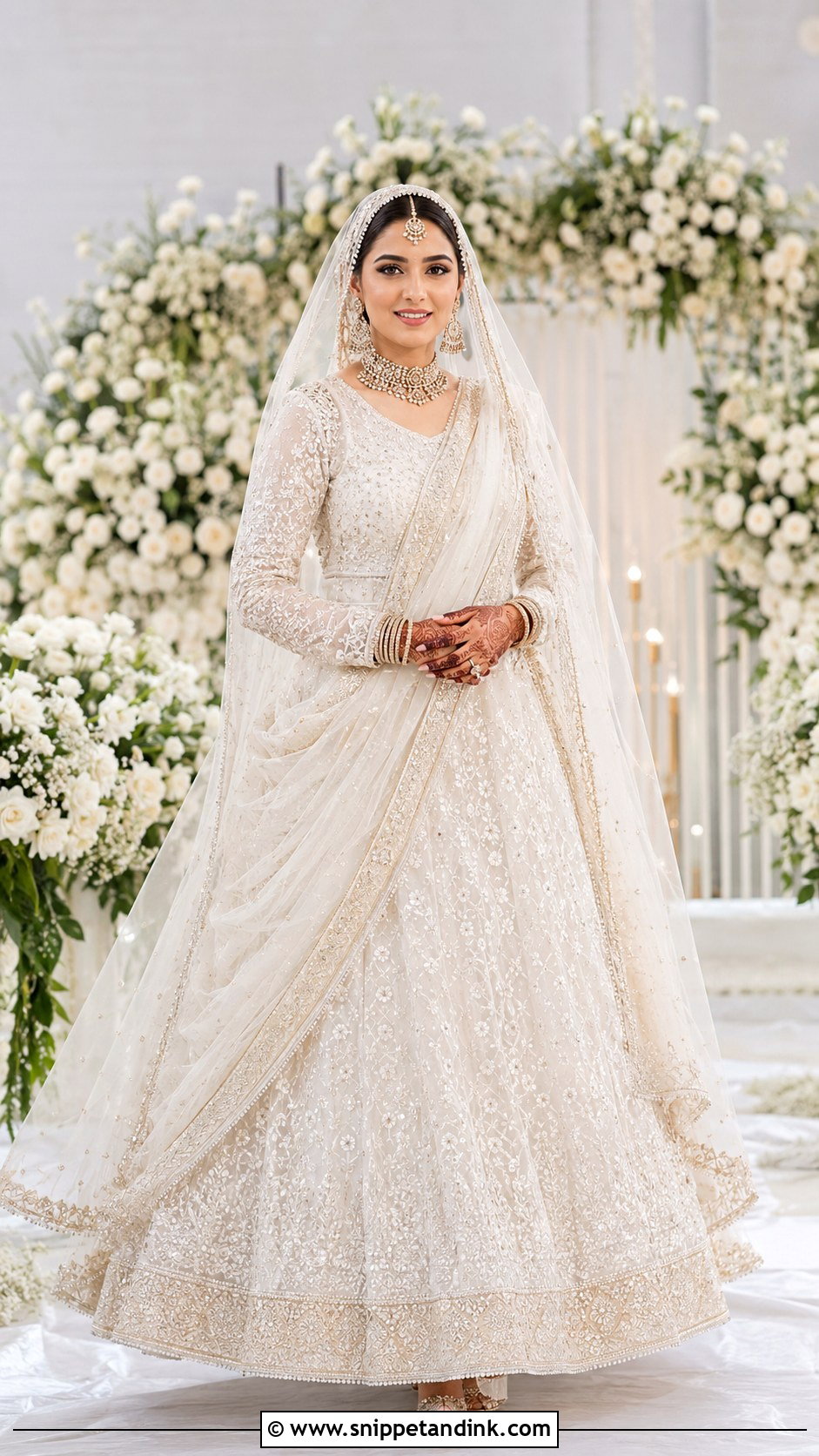 White Nikkah Double Dupatta Lehenga - Snippet and Ink - 20 White Nikkah Dress Pakistani Bridal Ideas