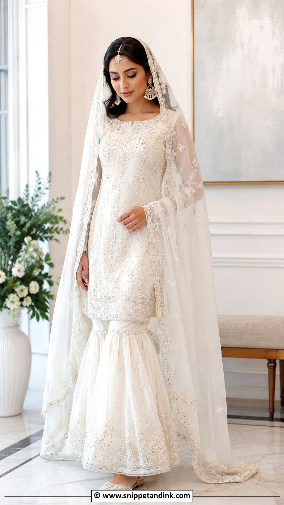White Nikkah Gharara Outfit - Snippet and Ink - 35 Nikkah Dress Ideas