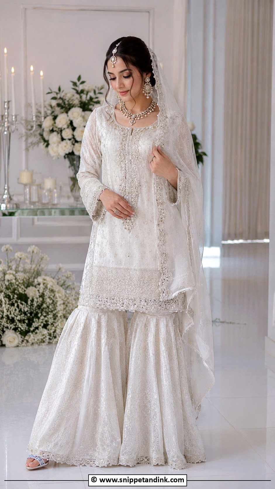 White Nikkah Gharara Outfit - Snippet and Ink - 25 Nikkah Outfits for Bride