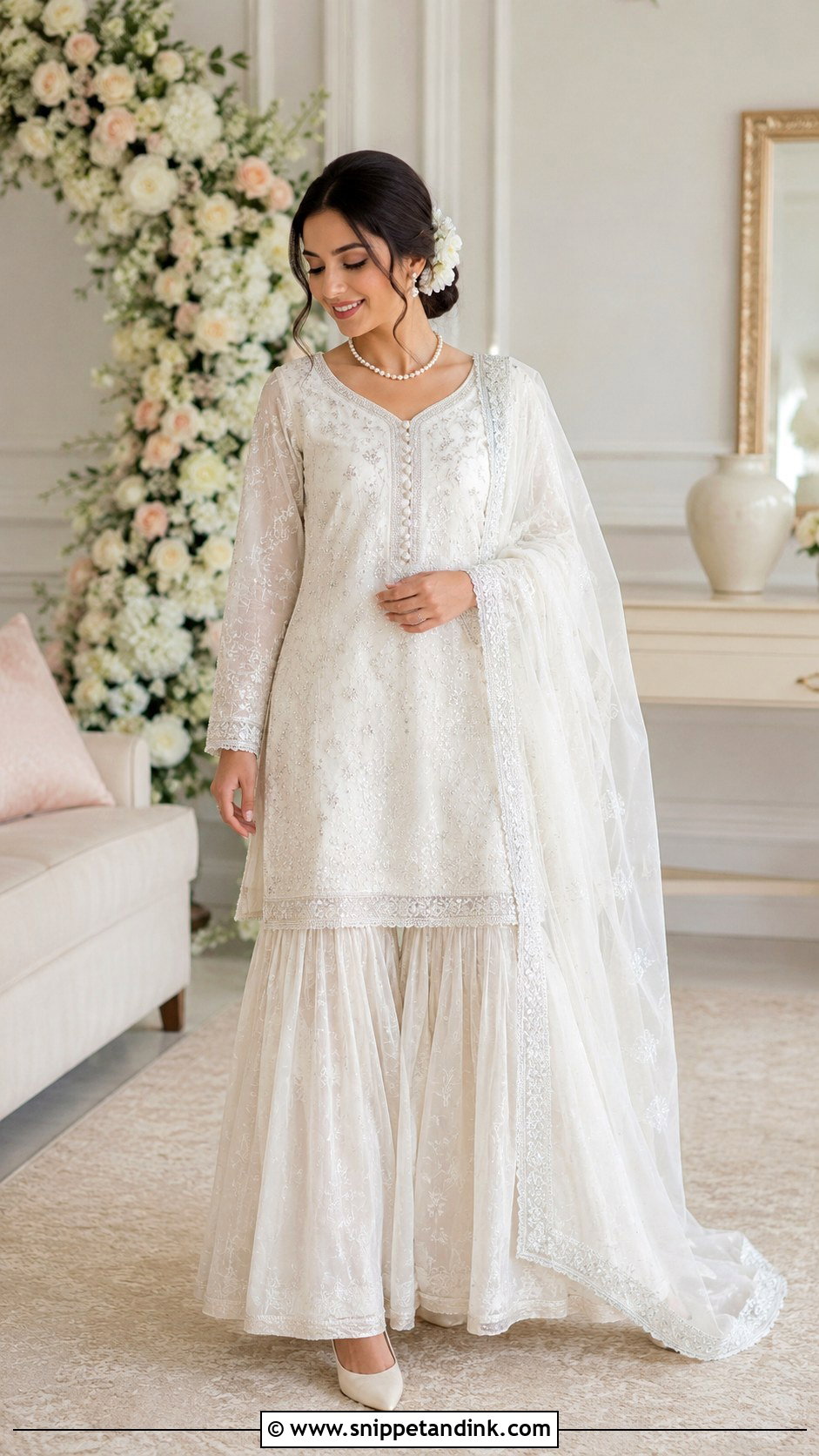 White Nikkah Gharara Pakistan - Snippet and Ink - 25 Bridal Dresses Pakistan