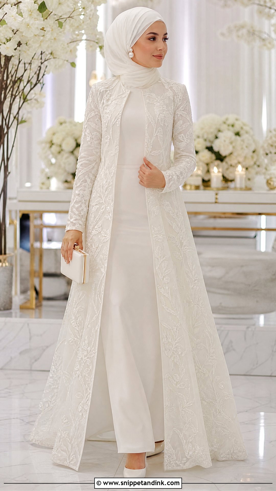 White Nikkah Jacket Dress - Snippet and Ink - 20 Simple White Nikkah Dress Ideas