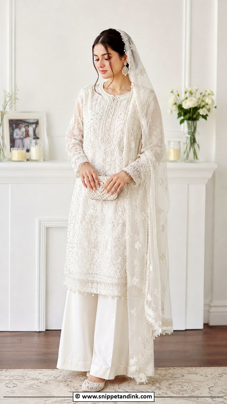 White Nikkah Kurta Palazzo Outfit - Snippet and Ink - 35 Nikkah Dress Ideas