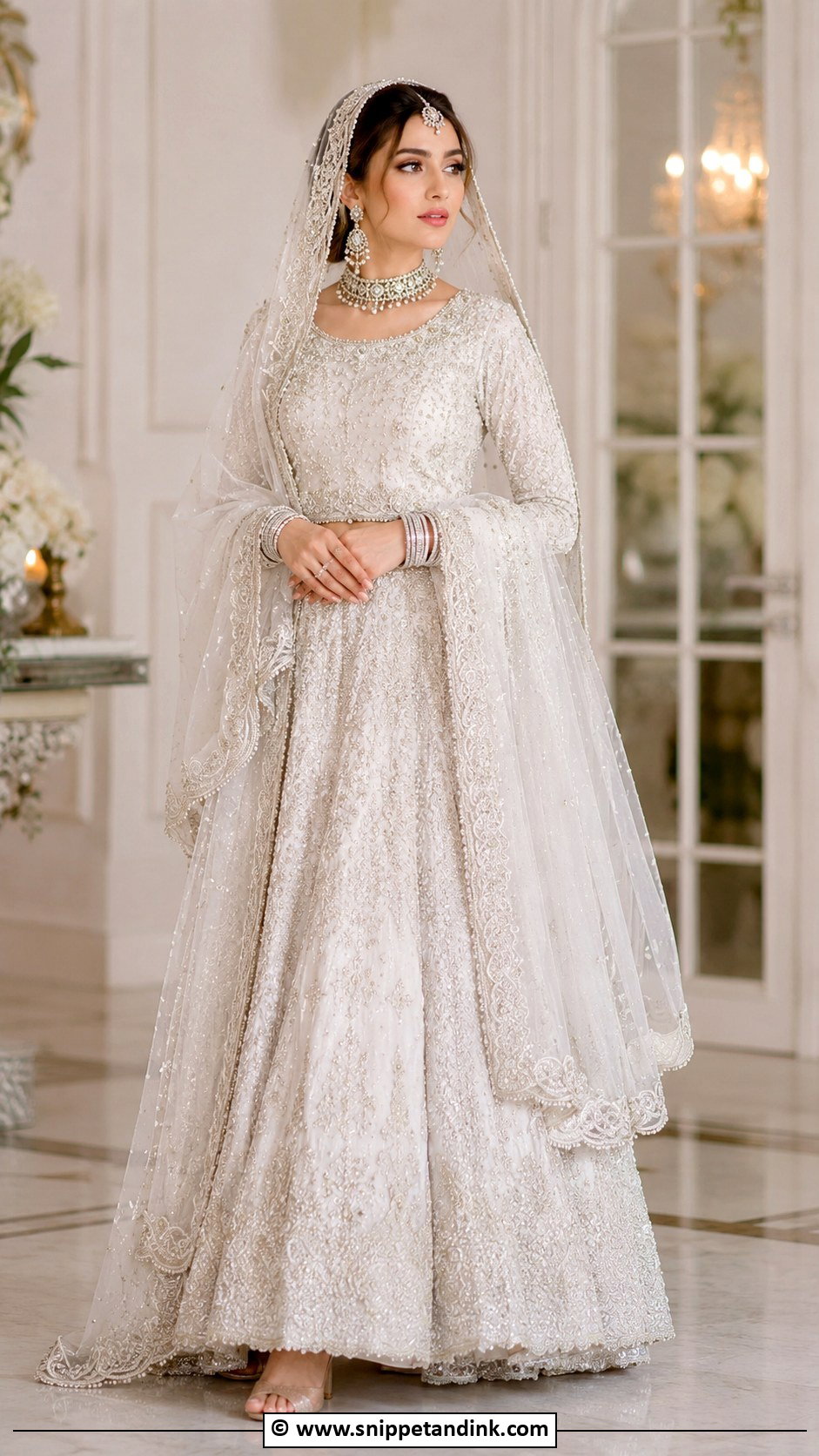 White Nikkah Lehenga With Double Dupatta - Snippet and Ink - 35 Nikkah Dress Ideas