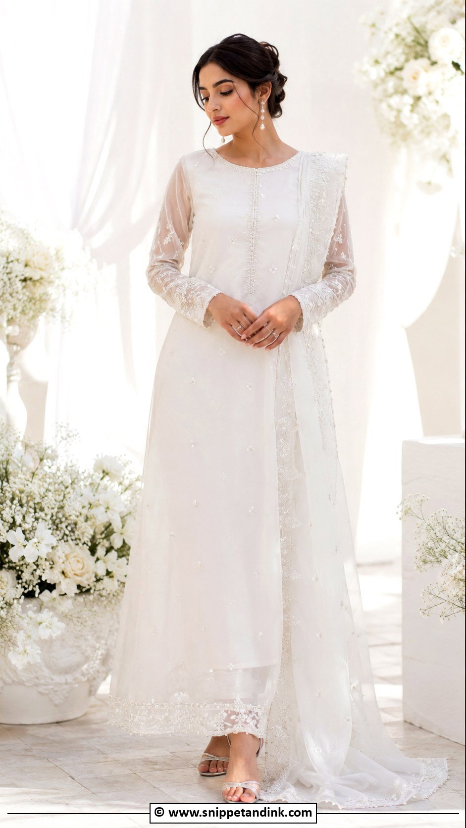 White Nikkah Organza Dress - Snippet and Ink - 35 Nikkah Dress Ideas