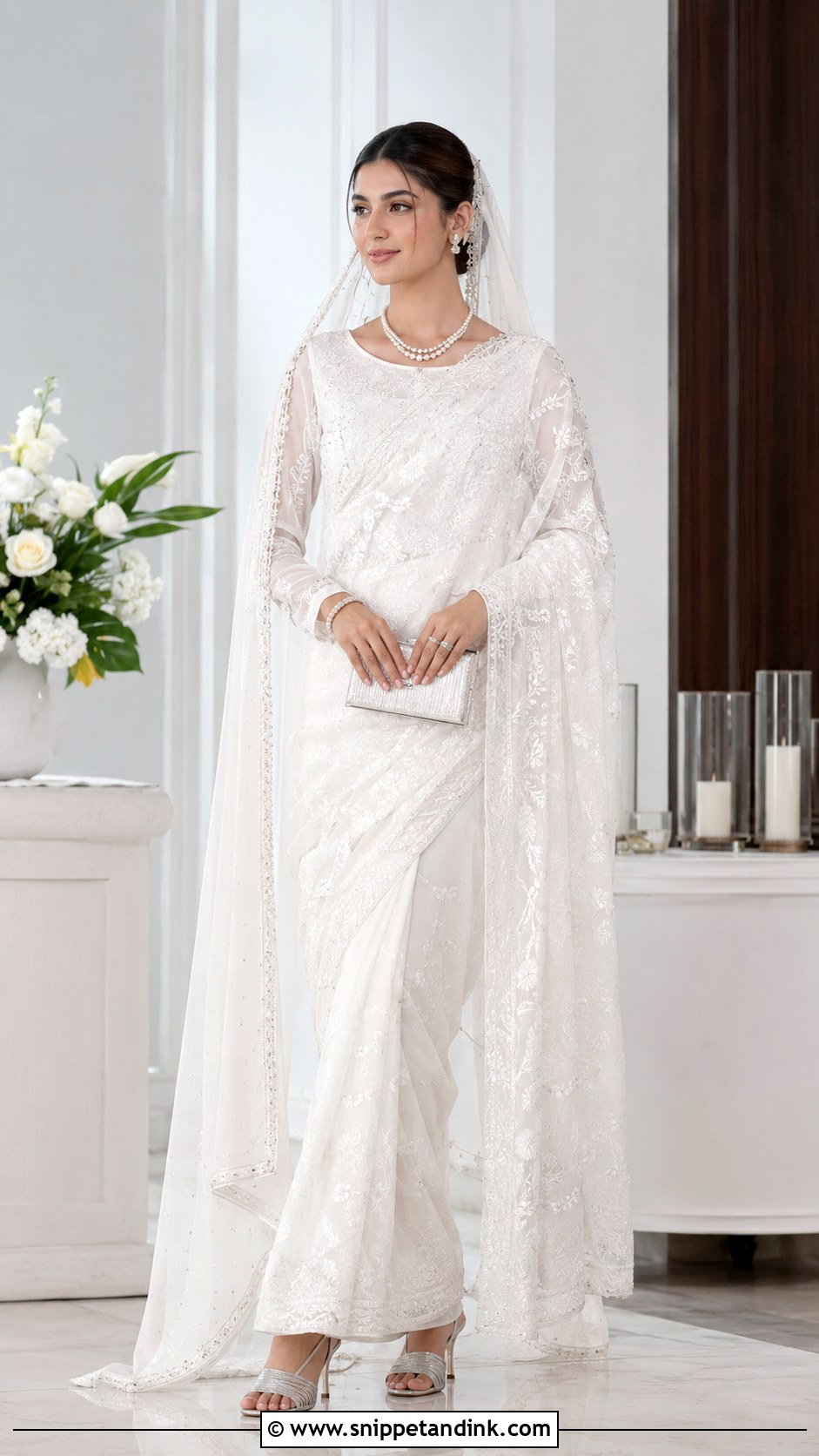 White Nikkah Saree Dress - Snippet and Ink - 25 Simple Nikkah Dress Ideas