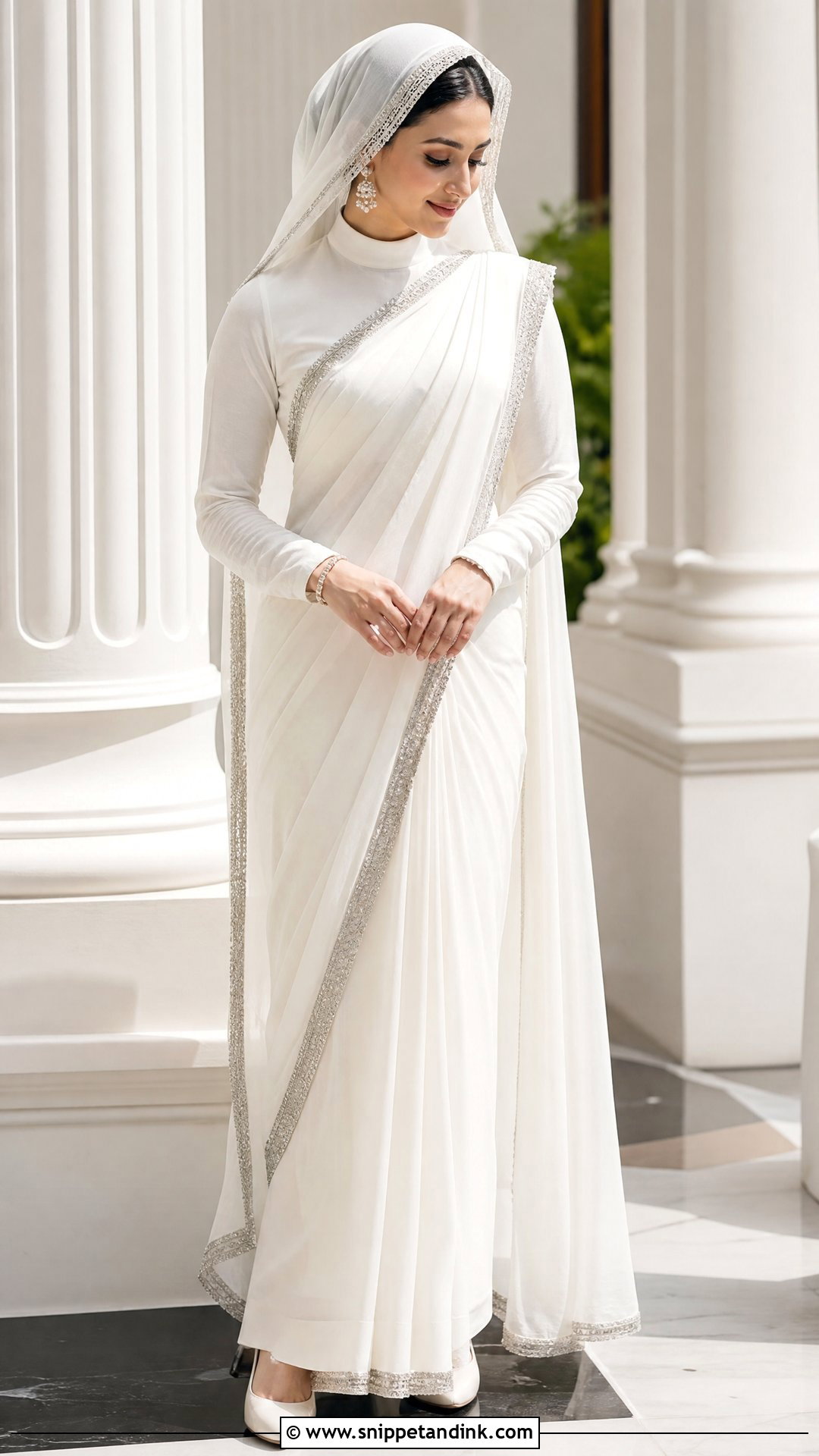 White Nikkah Saree - Snippet and Ink - 20 Simple White Nikkah Dress Ideas