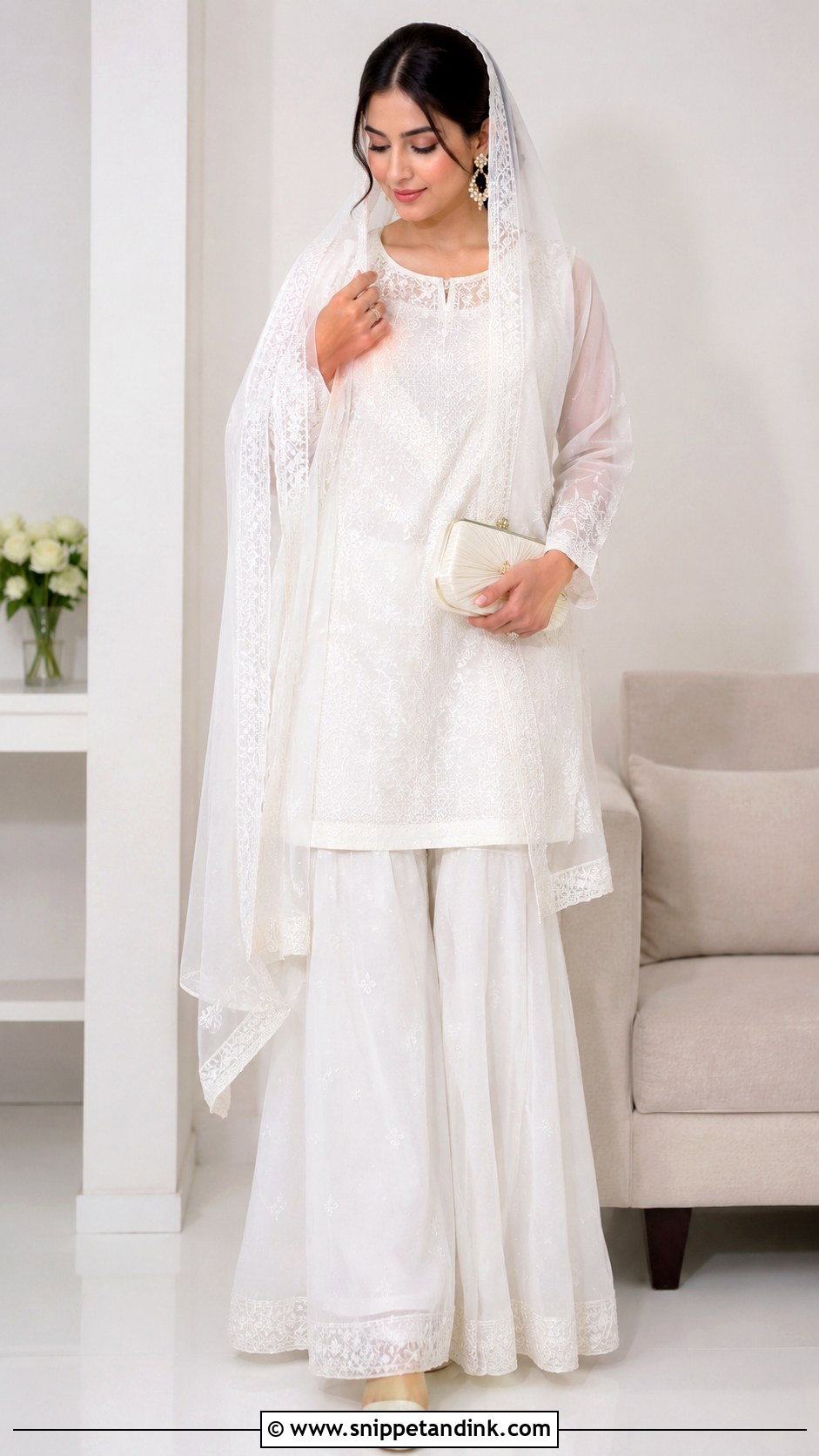 White Nikkah Sharara Outfit - Snippet and Ink - 25 Simple Nikkah Outfit Ideas