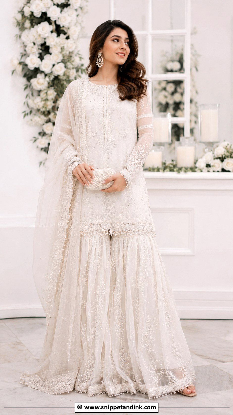 White Nikkah Sharara Outfit - Snippet and Ink - 35 Nikkah Outfit Ideas
