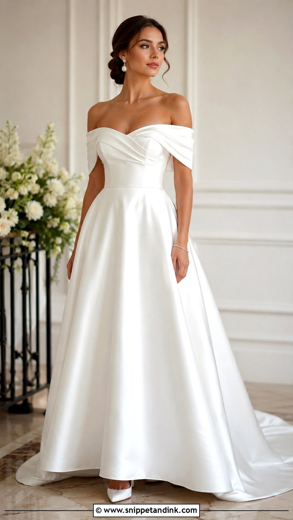 White Off Shoulder Bride Dress - Snippet and Ink - 25 White Bride Dress Ideas