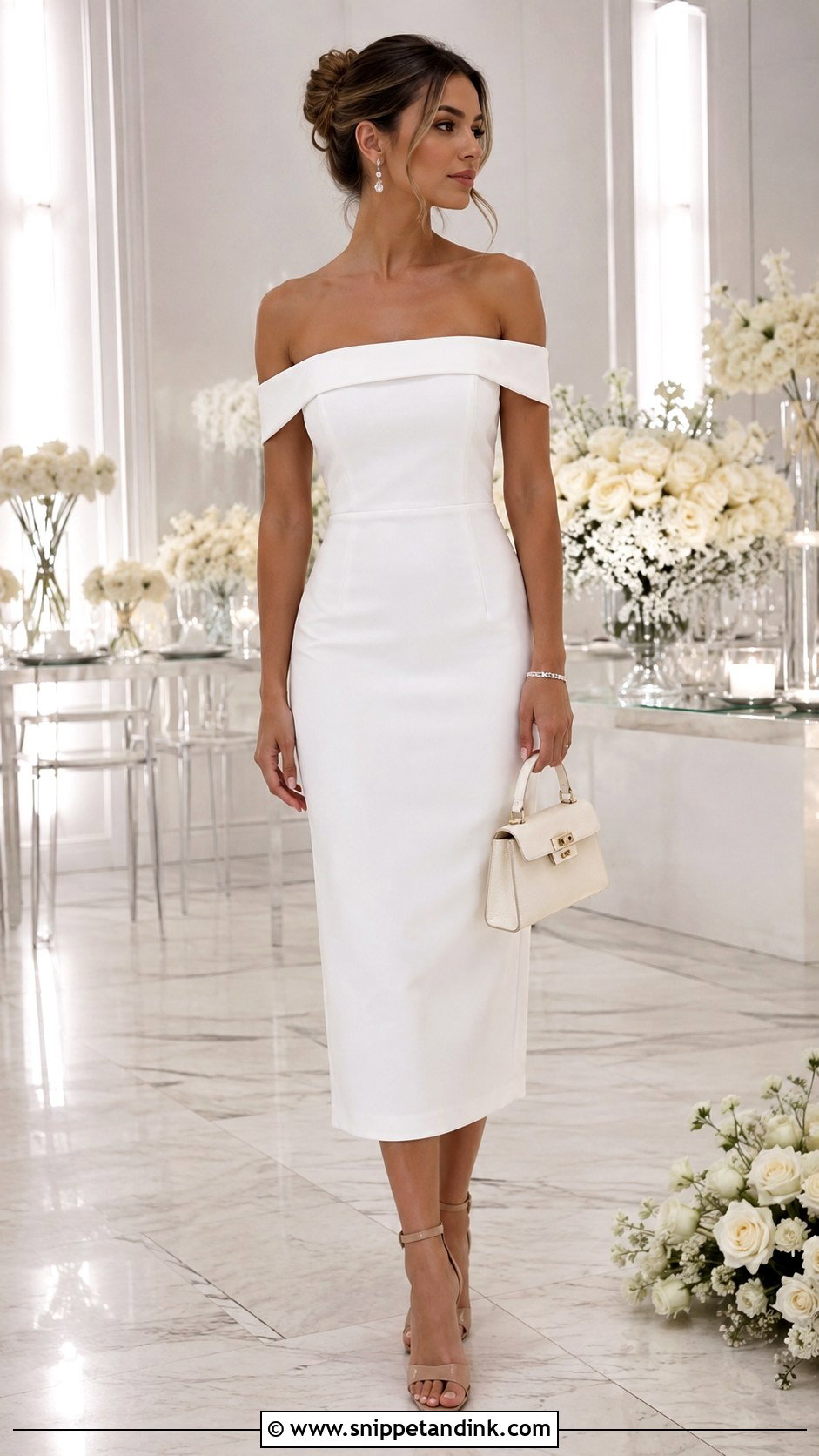 White Off Shoulder Bride to Be Dress - Snippet and Ink - 20 Bride to Be Dresses