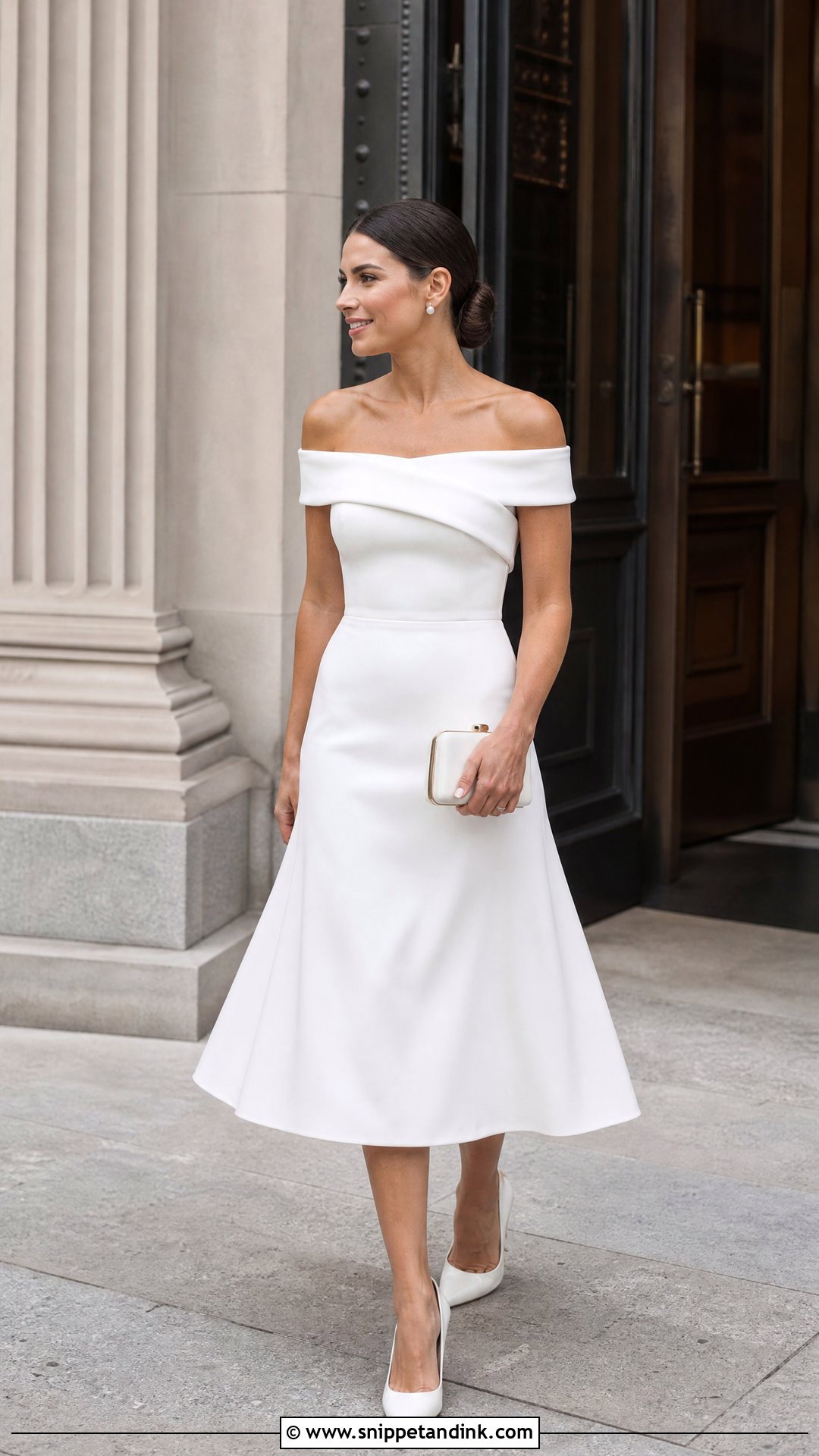 White Off Shoulder Civil Wedding Dress - Snippet and Ink - 20 White Civil Wedding Dress Ideas
