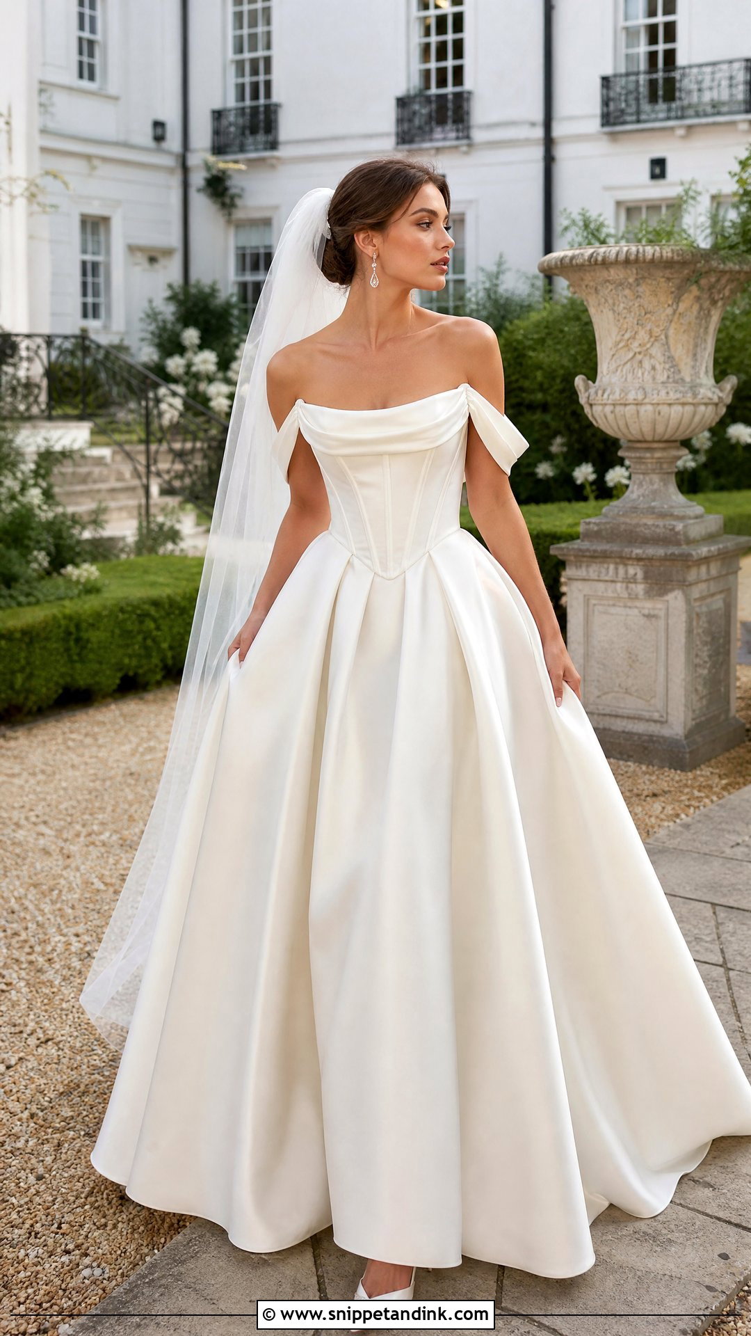 White Off Shoulder Corset Wedding Dress - Snippet and Ink - 20 White Corset Wedding Dress Ideas